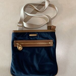 Michael Kors Navy and Tan Crossbody Bag
